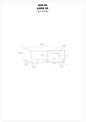 Boss dohányzóasztal 2 ajtó - Cremona tölgy - Granada mandula