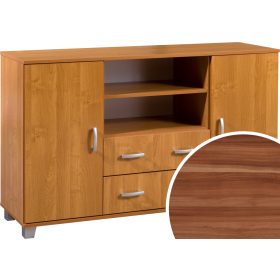   Komód 2 ajtó 2 fiók nyitott polc KN-1442S2DW6 - Wallis szilva