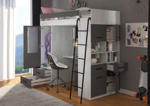 Level galériaágy jobbos - Fehér tölgy - Szürke