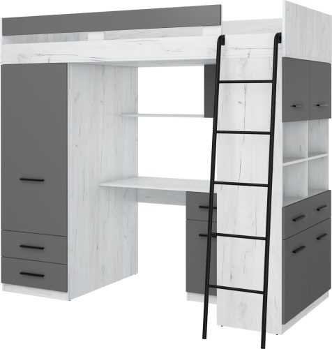 Level galériaágy jobbos - Fehér tölgy - Szürke
