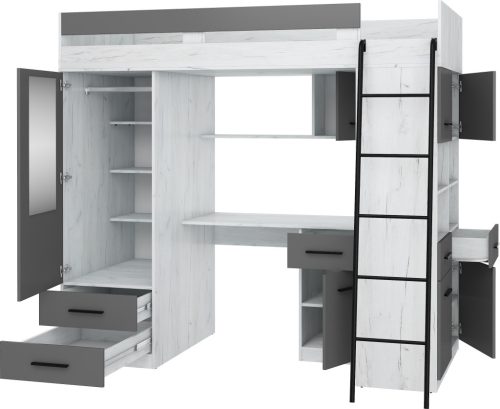 Level galériaágy jobbos - Fehér tölgy - Szürke