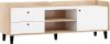 Dolce TV-állvány 1 ajtó 2 fiók - Világos Sonoma tölgy - Fényes fehér