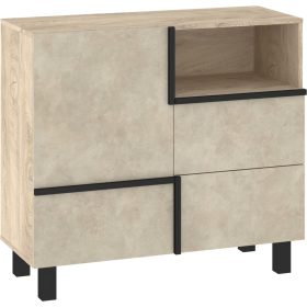   Lars komód 1 ajtó 2 fiók - Endgrain tölgy - Granada mandula