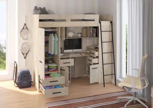 Smyk galériaágy jobbos - Endgrain tölgy - Granada mandula