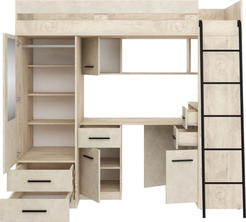 Smyk galériaágy jobbos - Endgrain tölgy - Granada mandula