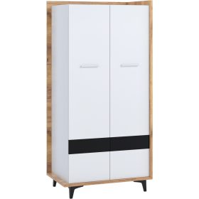 Box szekrény 2 ajtó - Arany tölgy - Fehér - Fekete
