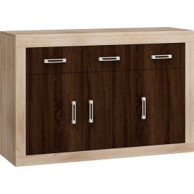   Verin komód 3 ajtó 3 fiók - Világos Sonoma tölgy - Sötét Sonoma tölgy