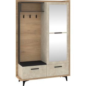   Box tükrös előszoba szekrény 3 ajtó - Cremona tölgy - Granada mandula - Granada barna - Fekete huzat