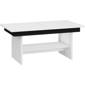   Dallas  emelhető és kihúzható dohányzóasztal - Fehér - Fekete