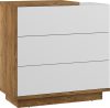 Hybrid komód 3 fiók - Burgundy tölgy - Fényes fehér