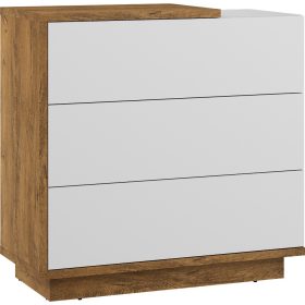 Hybrid komód 3 fiók - Burgundy tölgy - Fényes fehér