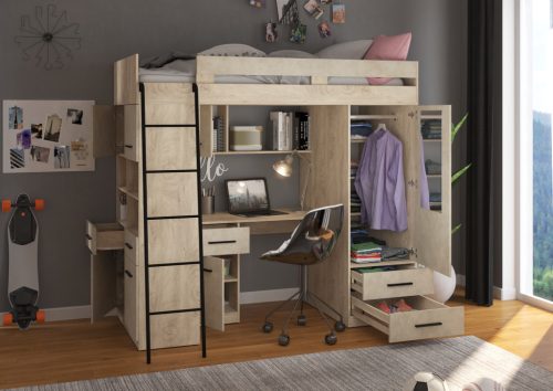 Level galériaágy balos - Endgrain tölgy - Granada mandula