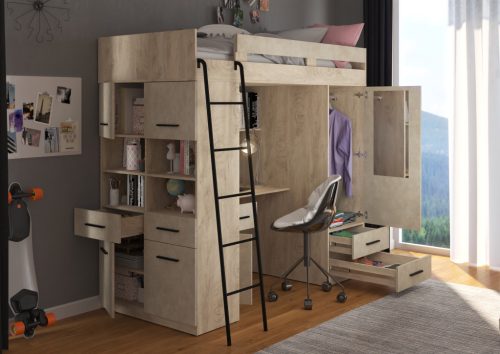 Level galériaágy balos - Endgrain tölgy - Granada mandula