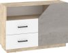 Pax 120 komód 1 ajtó 2 fiók - Endgrain tölgy - Fehér - Beton szürke