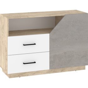   Pax 120 komód 1 ajtó 2 fiók - Endgrain tölgy - Fehér - Beton szürke