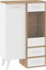 Nordis könyvespolc 2 ajtó 2 fiók - Cremona tölgy - Fehér