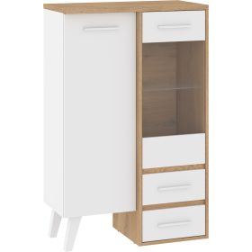   Nordis könyvespolc 2 ajtó 2 fiók - Cremona tölgy - Fehér