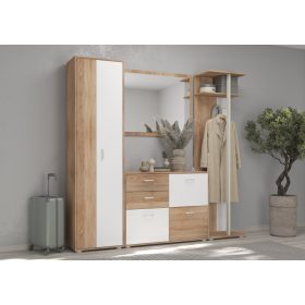 Előszoba bútor szett 7 - Világos Sonoma tölgy - Fehér