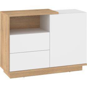   Hybrid komód 1 ajtó 2 fiók - Cremona tölgy - Fényes fehér