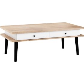   Dolce dohányzóasztal 4 fiók téglalap alakú - Világos Sonoma tölgy - Fényes fehér