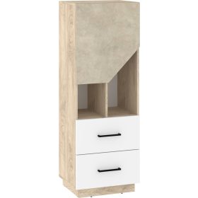   Pax 50 alacsony könyvespolc 1 ajtó 2 fiók - Endgrain tölgy - Fehér - Granada mandula