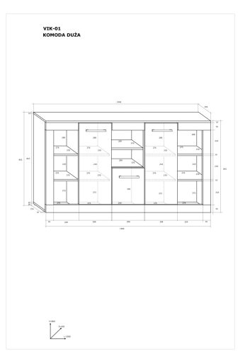 Viki nagy komód 3 ajtó - Világos Sonoma tölgy - Fényes fehér