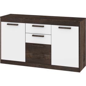   Maximus komód 2 ajtó 4 fiók - Grange tölgy - Fényes fehér