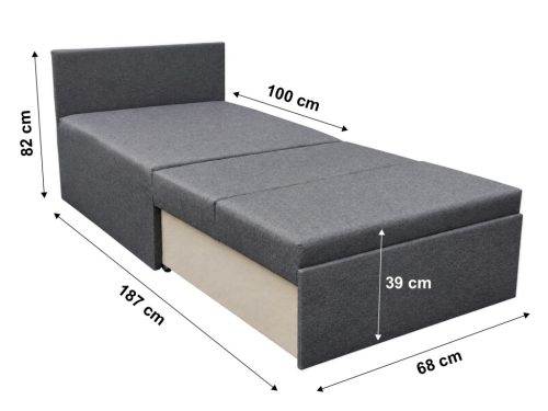 Oregon fotelágy ágyneműtartóval 70 cm - Narancs