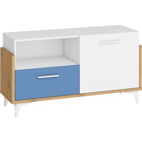   Hey komód 1 ajtó 1 fiók 125N - Artisan tölgy - Fehér - Kék