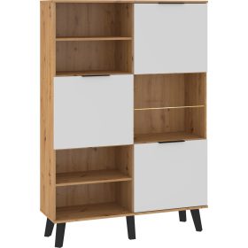 Sven könyvespolc 3 ajtó - Artisan tölgy - Fehér