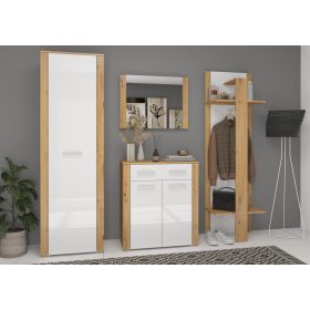   Cezar előszoba bútor szett - Artisan tölgy - Fényes fehér