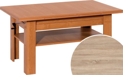 Sylwia emelhető és kihúzható dohányzóasztal - Világos Sonoma tölgy