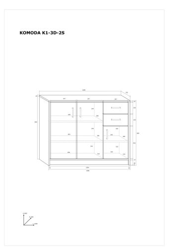 Komód 3 ajtó 2 fiók K1-3D-2S - Endgrain tölgy