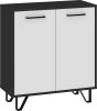 Boss komód 2 ajtó - Fekete - Fényes fehér