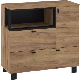 Vegas komód 1 ajtó 2 fiók - Arany tölgy - Fekete