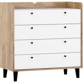 Dolce komód 4 fiók - Arany tölgy - Fényes fehér
