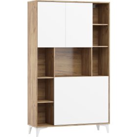   Megan 2 többfunkciós szekrény felhajtható asztallappal 3 ajtó - Arany tölgy - Fényes fehér