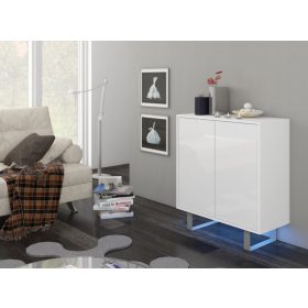 King komód kicsi 2 ajtó - Fehér - Fényes fehér