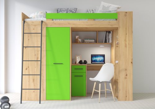 Verana galériaágy balos - Artisan tölgy - Zöld