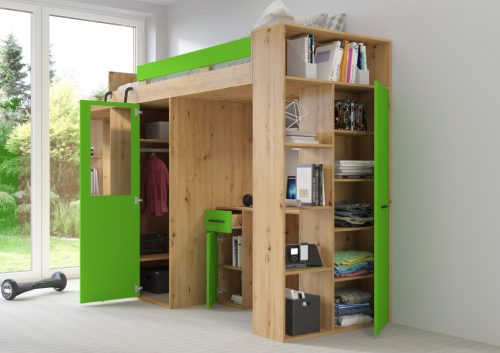 Verana galériaágy balos - Artisan tölgy - Zöld