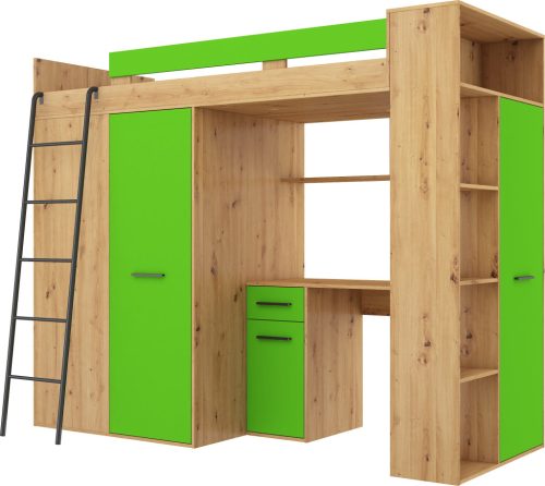 Verana galériaágy balos - Artisan tölgy - Zöld