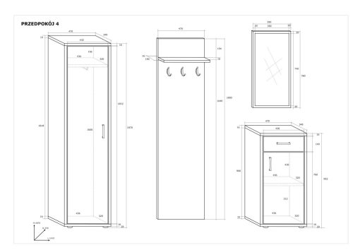 Előszoba bútor szett 4 - Arany tölgy - Tobacco tölgy