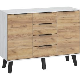 Sven komód 2 ajtó 4 fiók - Fehér tölgy - Arany tölgy