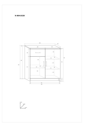 Komód 2 ajtó 1 fiók K-8041S2D - Fehér tölgy