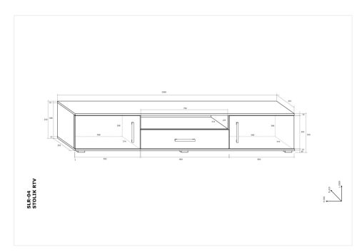 Solar TV-állvány 2 ajtó 1 fiók - Artisan tölgy
