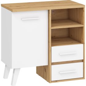Nordis komód 1 ajtó 2 fiók - Artisan tölgy - Fehér