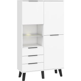   Sven gardróbszekrény 2 ajtó 3 fiók - Fehér - Fényes fehér
