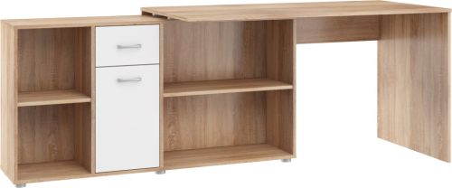 Beat L íróasztal kombináció balos - Világos Sonoma tölgy - Fényes fehér