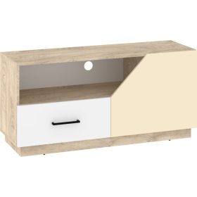   Pax 120 TV-állvány 1 ajtó 1 fiók - Endgrain tölgy - Fehér - Krém