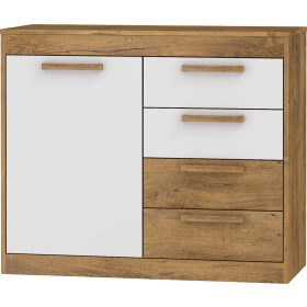   Maximus komód 1 ajtó 4 fiók - Burgundy tölgy - Fényes fehér